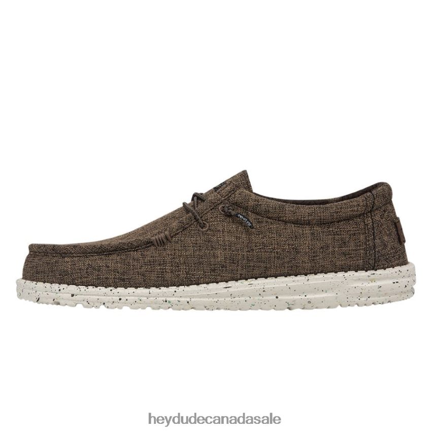 Men Wally Linen Hey Dude Dark Brown Shoes 0D6J4L469