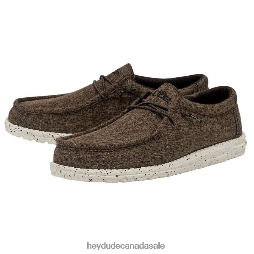 Men Wally Linen Hey Dude Dark Brown Shoes 0D6J4L469