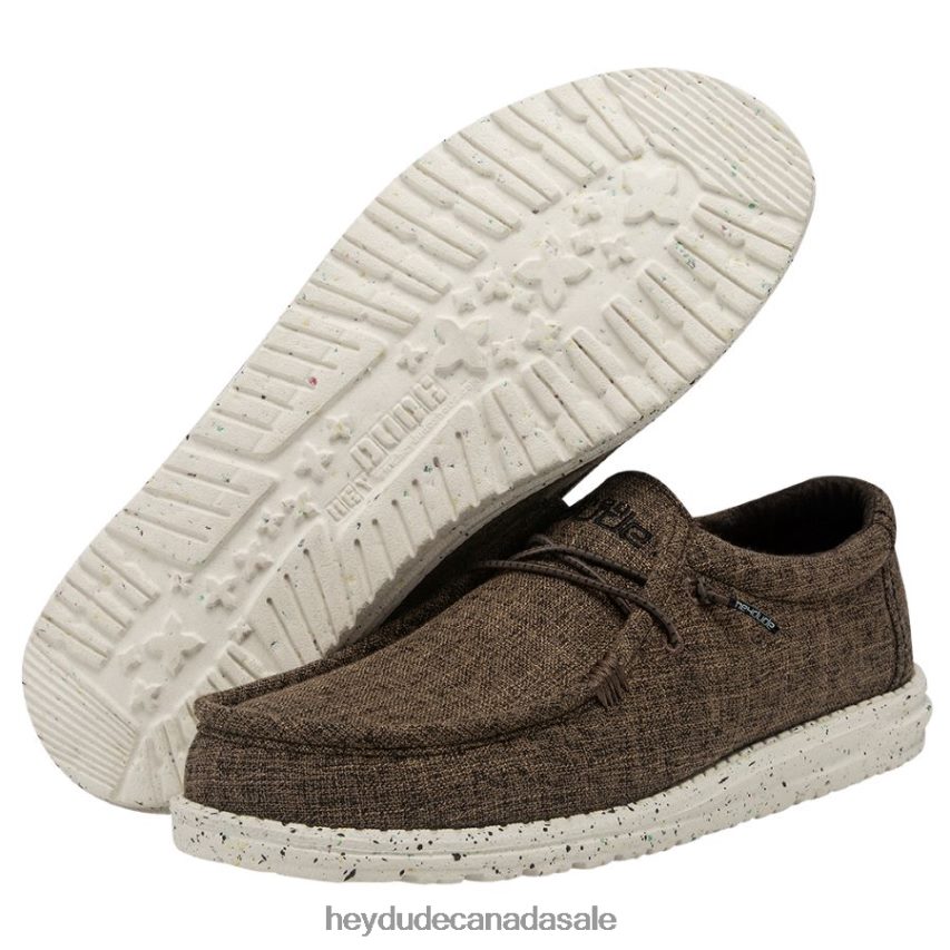 Men Wally Linen Hey Dude Dark Brown Shoes 0D6J4L469