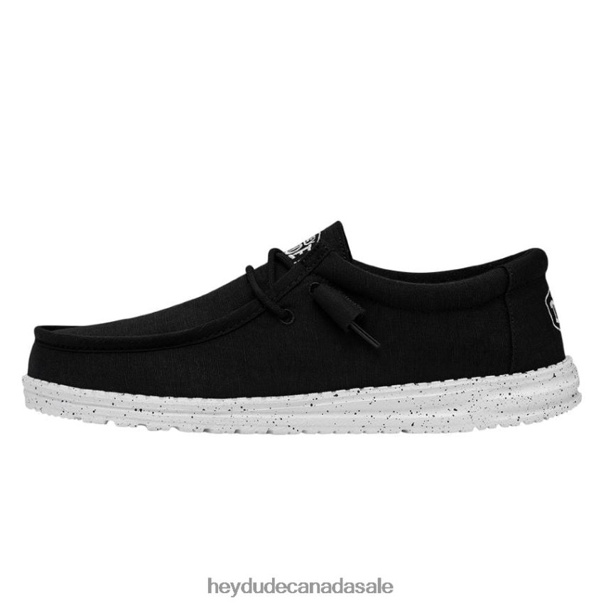 Men Wally Slub Canvas Hey Dude Black Shoes 0D6J4L416