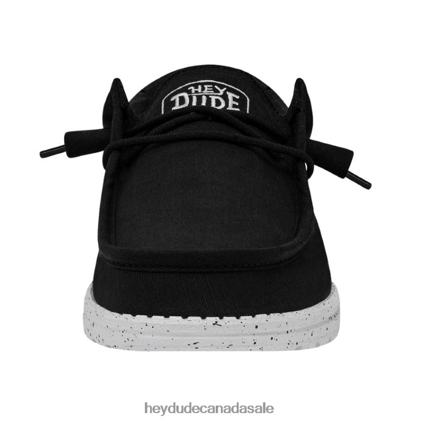 Men Wally Slub Canvas Hey Dude Black Shoes 0D6J4L416