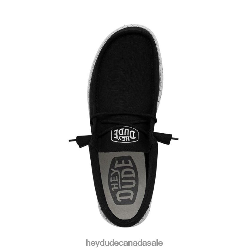 Men Wally Slub Canvas Hey Dude Black Shoes 0D6J4L426