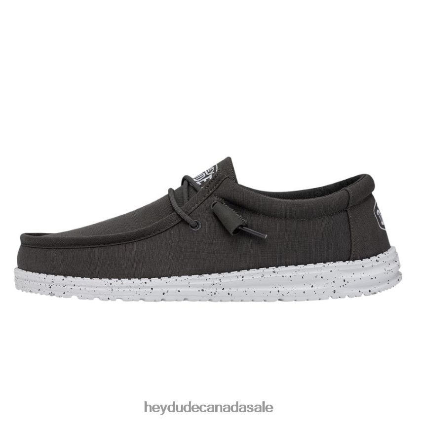Men Wally Slub Canvas Hey Dude Dark Grey Shoes 0D6J4L417