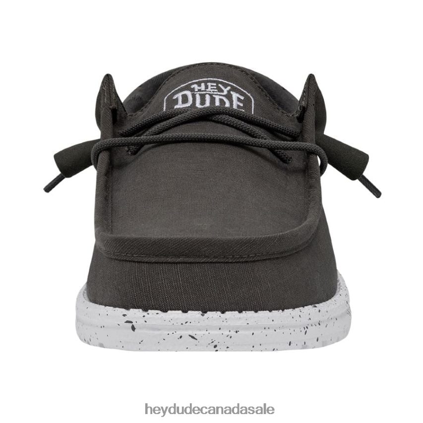 Men Wally Slub Canvas Hey Dude Dark Grey Shoes 0D6J4L417
