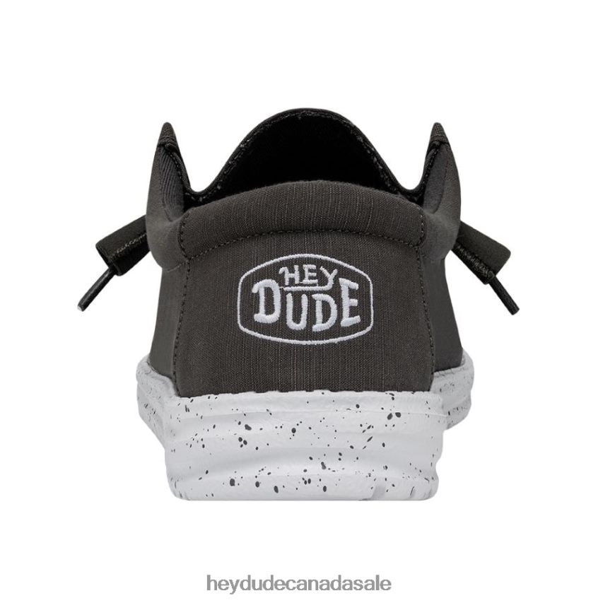 Men Wally Slub Canvas Hey Dude Dark Grey Shoes 0D6J4L417