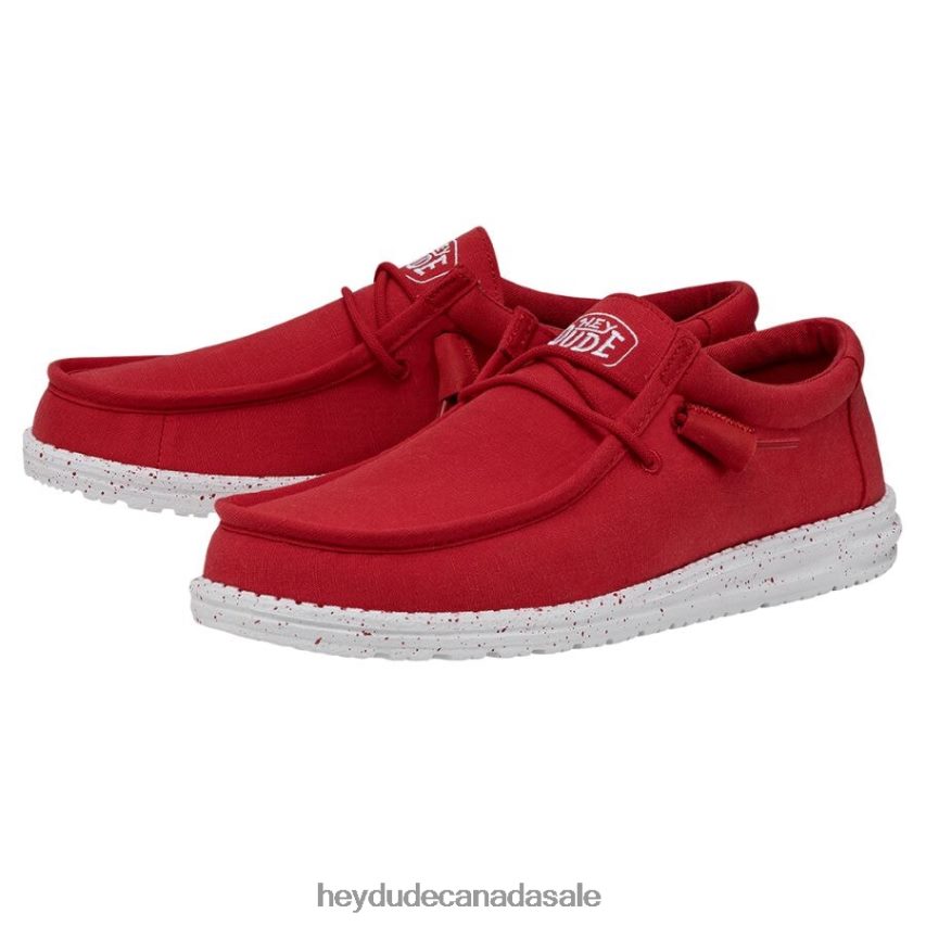 Men Wally Slub Canvas Hey Dude Red Shoes 0D6J4L418