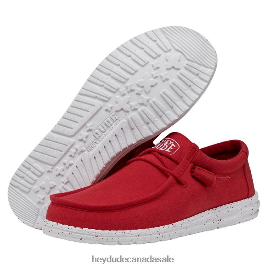 Men Wally Slub Canvas Hey Dude Red Shoes 0D6J4L418