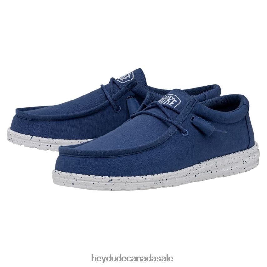 Men Wally Slub Canvas Hey Dude True Blue Shoes 0D6J4L419