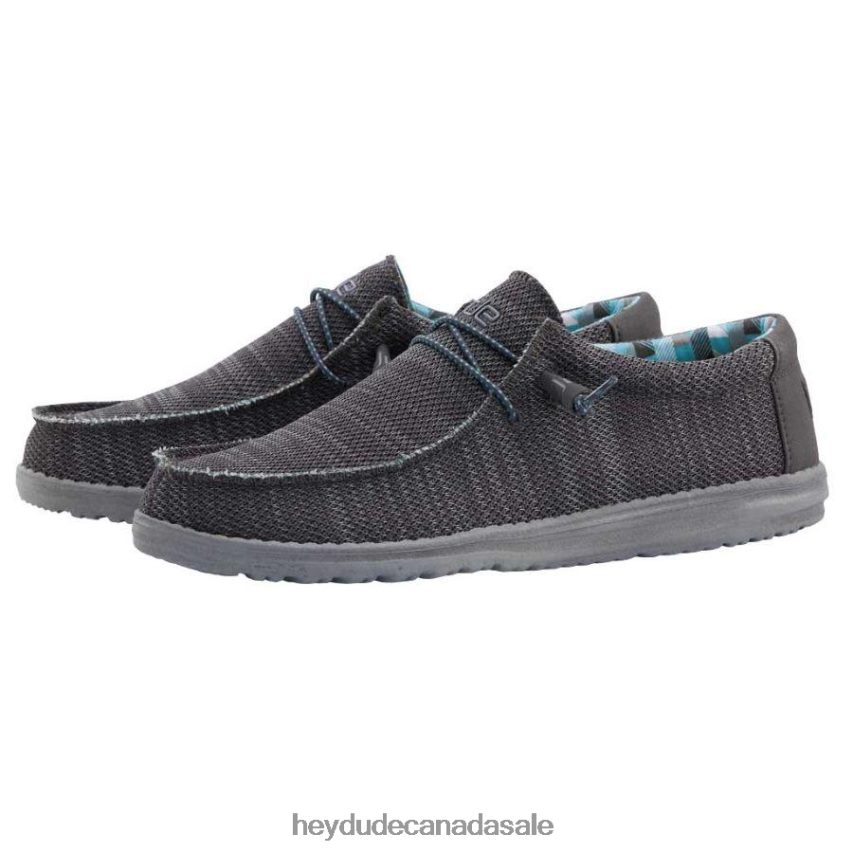 Men Wally Sox Hey Dude Charcoal Shoes 0D6J4L338