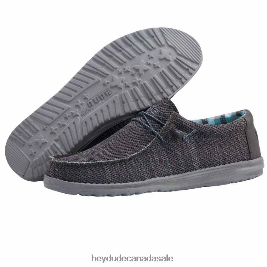 Men Wally Sox Hey Dude Charcoal Shoes 0D6J4L338