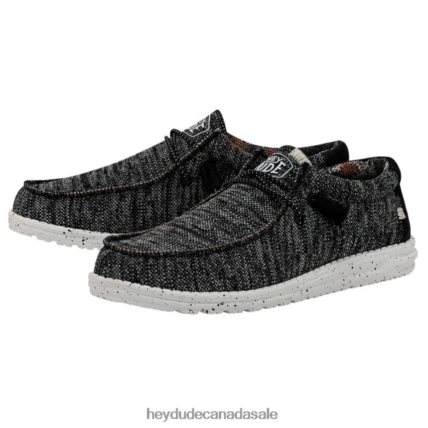 Men Wally Sox Stitch Wide Hey Dude Black White Shoes 0D6J4L370