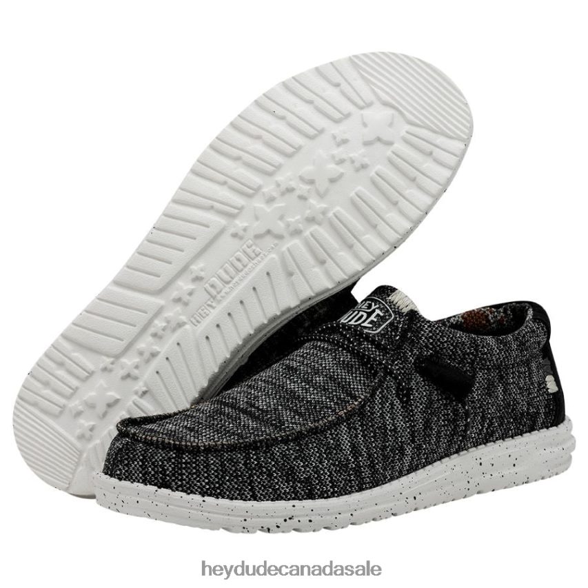Men Wally Sox Stitch Wide Hey Dude Black White Shoes 0D6J4L370