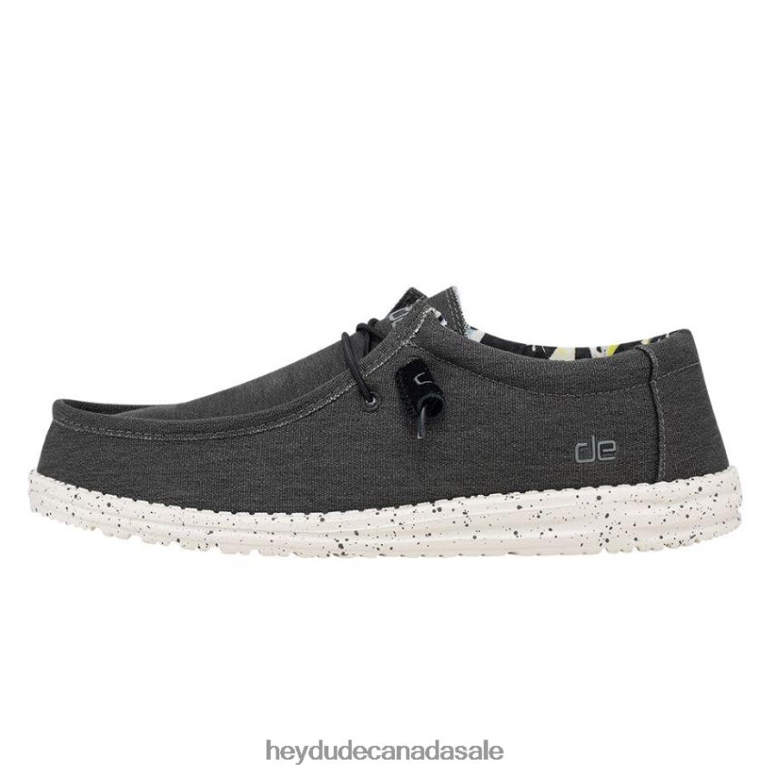 Men Wally Stretch Hey Dude Black Shoes 0D6J4L317