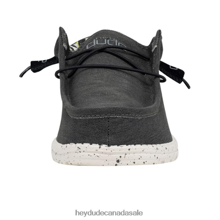 Men Wally Stretch Hey Dude Black Shoes 0D6J4L317