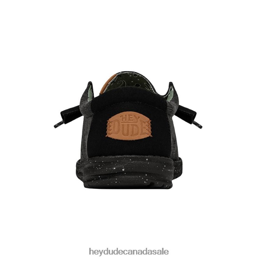 Men Wally Washed Canvas Hey Dude Black Shoes 0D6J4L299