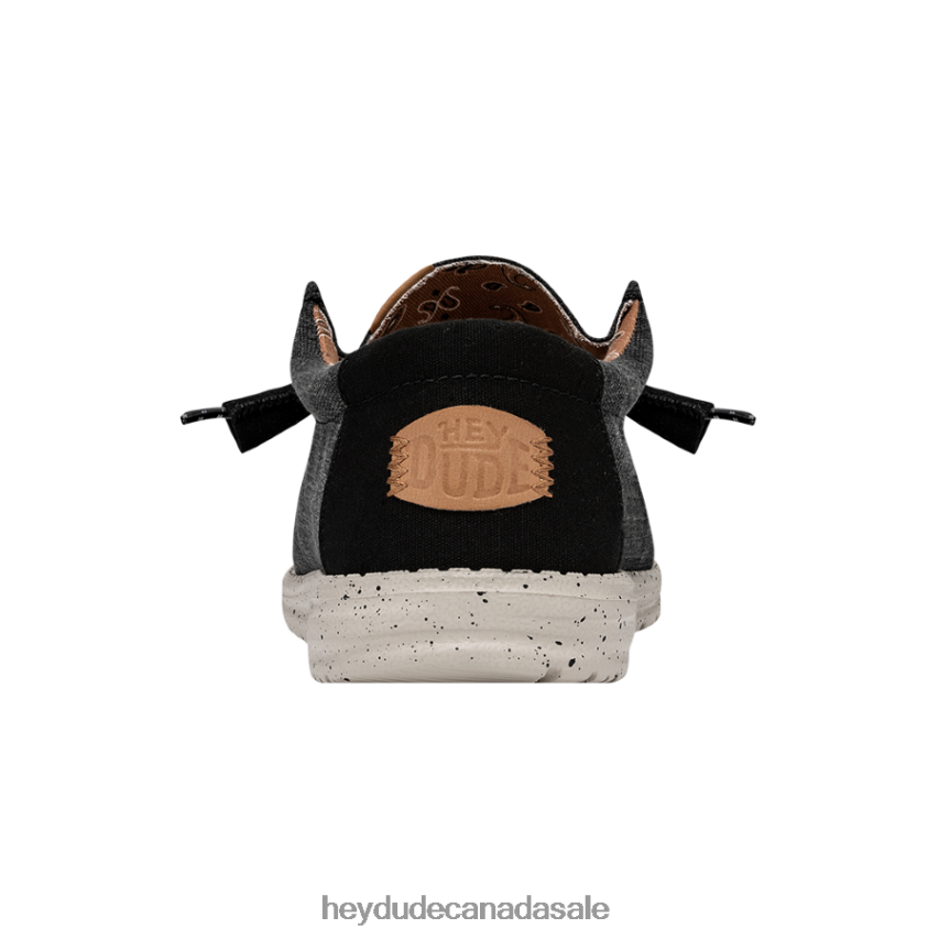 Men Wally Washed Canvas Hey Dude Black Shoes 0D6J4L300