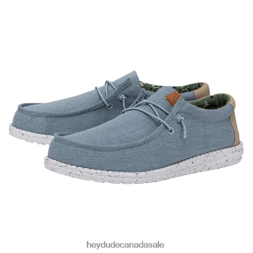 Men Wally Washed Canvas Hey Dude Blue Shoes 0D6J4L303