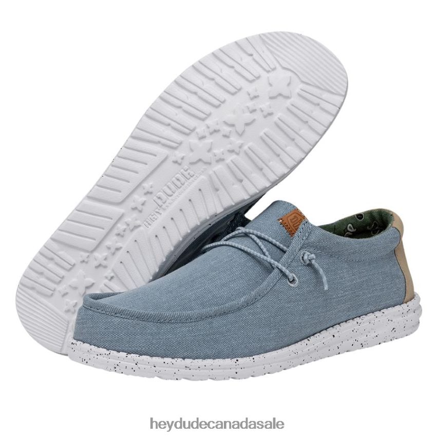 Men Wally Washed Canvas Hey Dude Blue Shoes 0D6J4L303