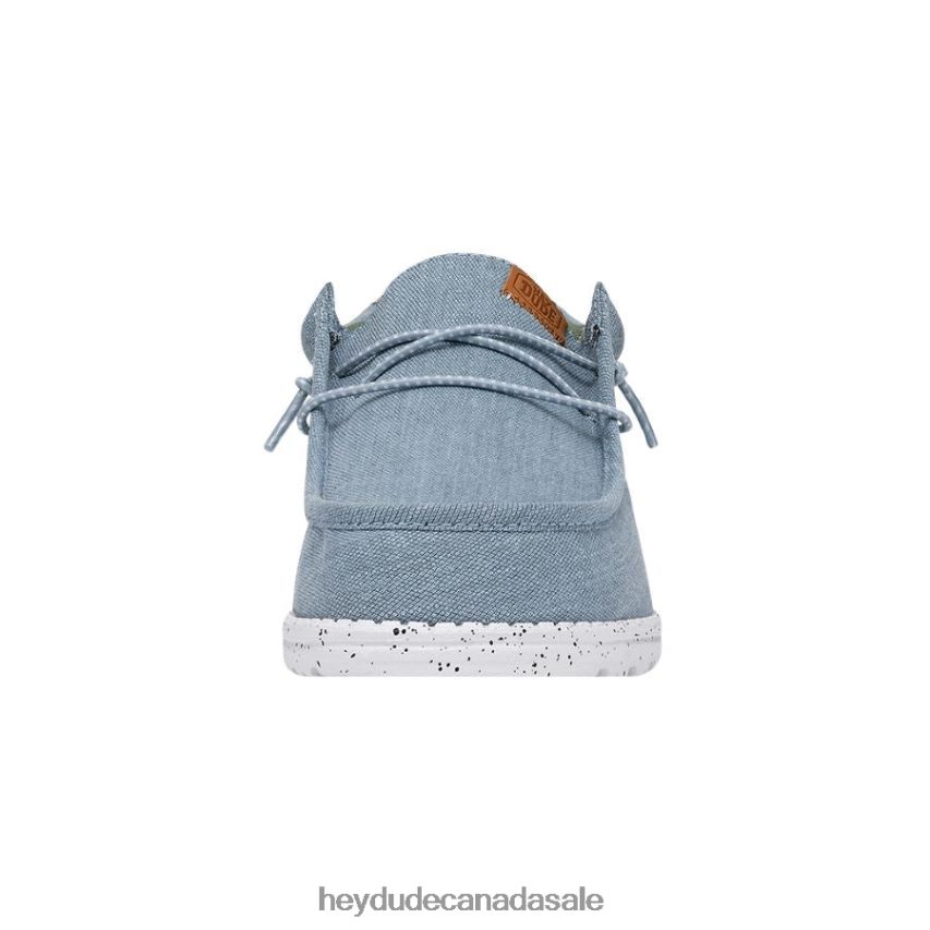 Men Wally Washed Canvas Hey Dude Blue Shoes 0D6J4L303