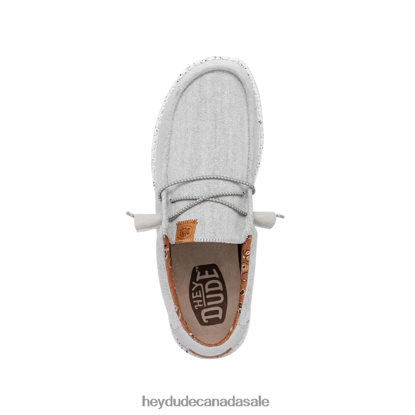 Men Wally Washed Canvas Hey Dude Light Grey Shoes 0D6J4L298