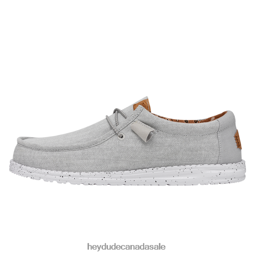 Men Wally Washed Canvas Hey Dude Light Grey Shoes 0D6J4L363