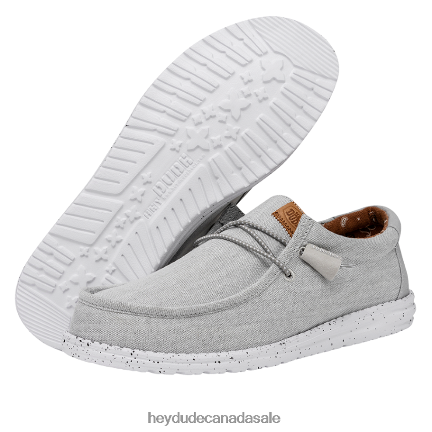 Men Wally Washed Canvas Hey Dude Light Grey Shoes 0D6J4L363