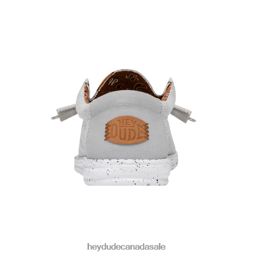 Men Wally Washed Canvas Hey Dude Light Grey Shoes 0D6J4L363