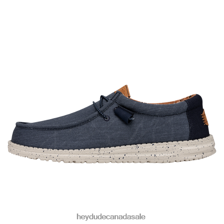 Men Wally Washed Canvas Hey Dude Navy Shoes 0D6J4L301