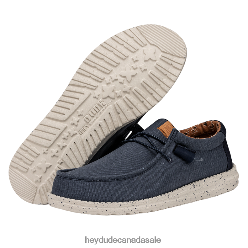 Men Wally Washed Canvas Hey Dude Navy Shoes 0D6J4L301