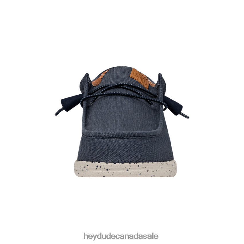 Men Wally Washed Canvas Hey Dude Navy Shoes 0D6J4L301