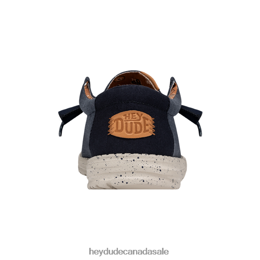 Men Wally Washed Canvas Hey Dude Navy Shoes 0D6J4L301