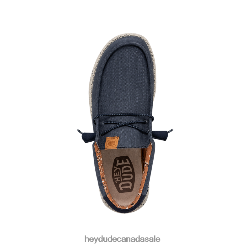 Men Wally Washed Canvas Hey Dude Navy Shoes 0D6J4L301