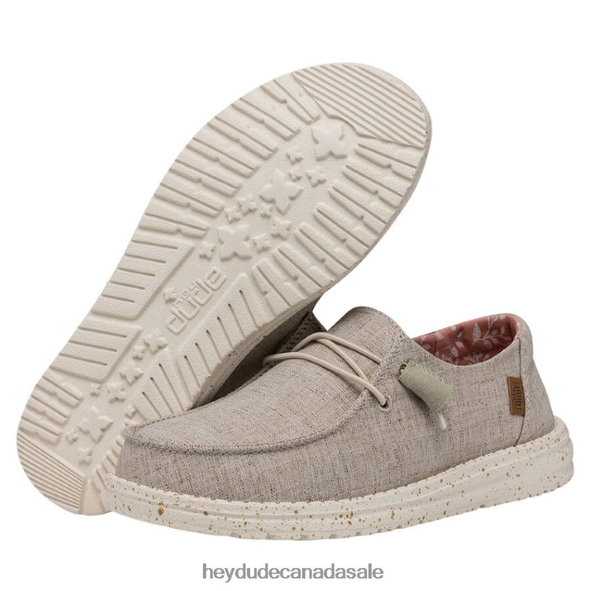 Men Wendy Chambray Wide Hey Dude White Nut Shoes 0D6J4L205