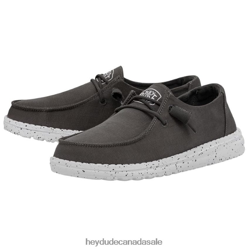 Men Wendy Slub Canvas Hey Dude Dark Grey Shoes 0D6J4L27
