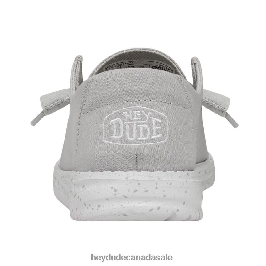 Men Wendy Slub Canvas Hey Dude Light Grey Shoes 0D6J4L25