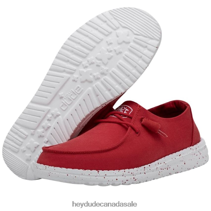 Men Wendy Slub Canvas Hey Dude Red Shoes 0D6J4L26