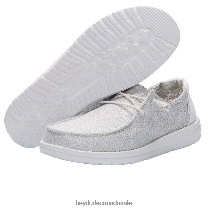 Men Wendy Stretch Hey Dude Sparkling White Shoes 0D6J4L124