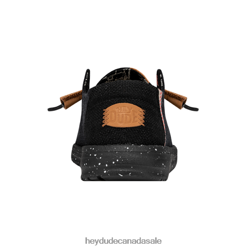 Men Wendy Washed Canvas Hey Dude Black Shoes 0D6J4L2