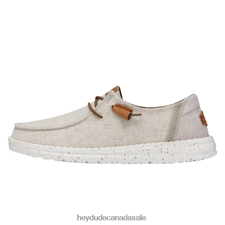 Men Wendy Washed Canvas Hey Dude Cream Shoes 0D6J4L1
