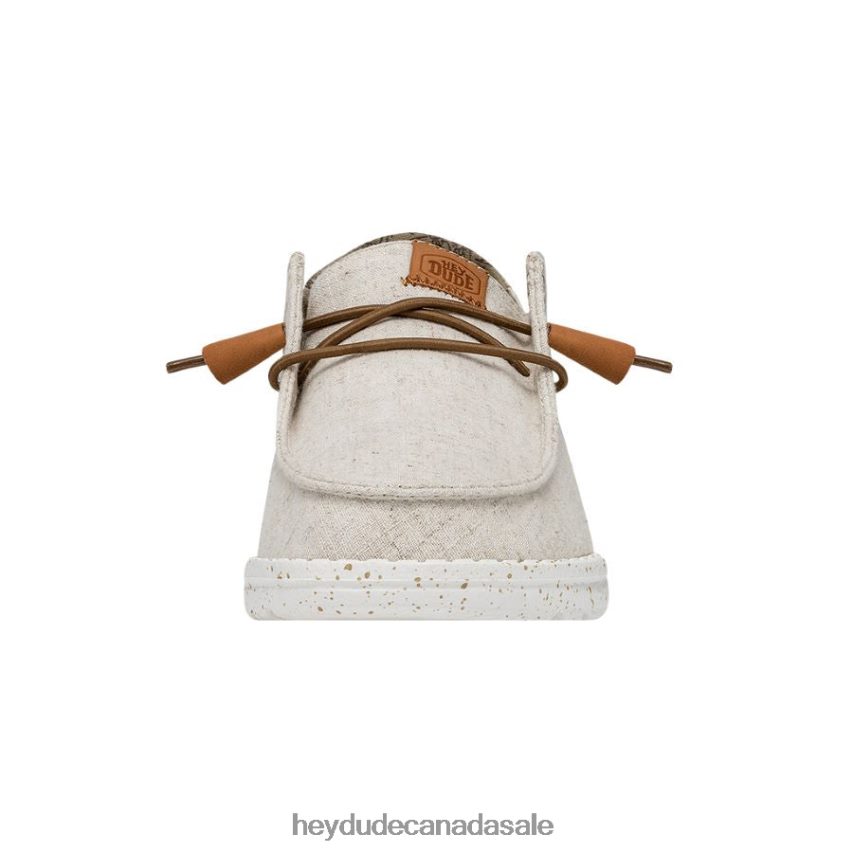 Men Wendy Washed Canvas Hey Dude Cream Shoes 0D6J4L1