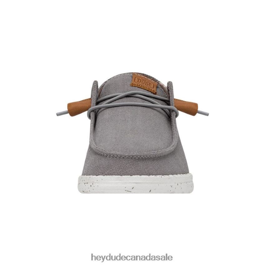 Men Wendy Washed Canvas Hey Dude Grey Shoes 0D6J4L4