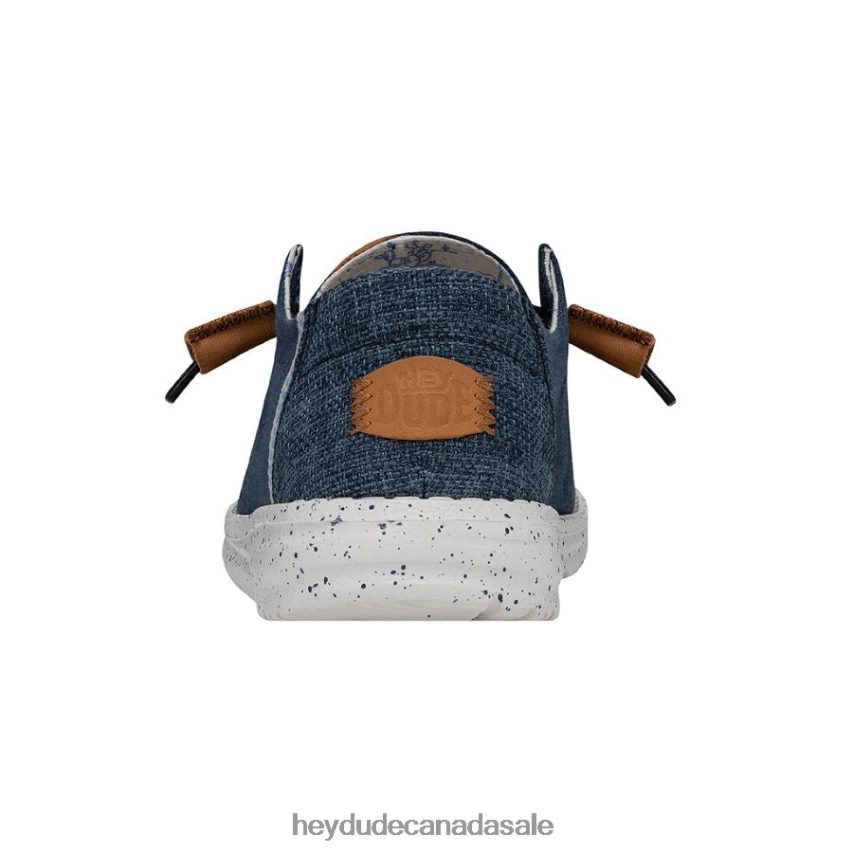 Men Wendy Washed Canvas Hey Dude Navy Shoes 0D6J4L3