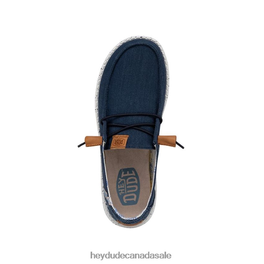 Men Wendy Washed Canvas Hey Dude Navy Shoes 0D6J4L3