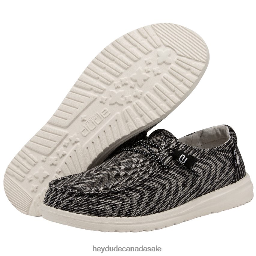 Men Wendy Woven Hey Dude Zebra Black Stripe Shoes 0D6J4L211