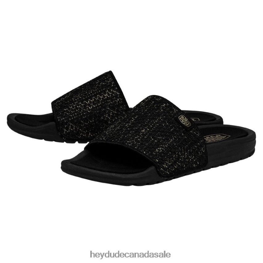 Women Chandler Knit Hey Dude Black Gold Shoes 0D6J4L248