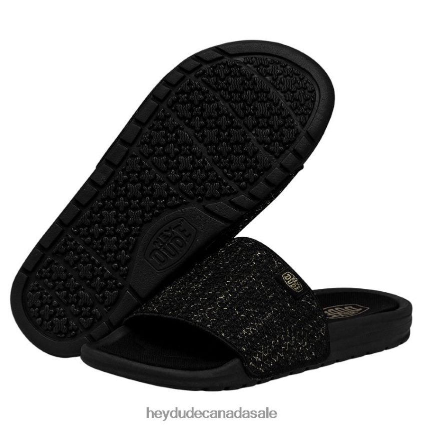 Women Chandler Knit Hey Dude Black Gold Shoes 0D6J4L256