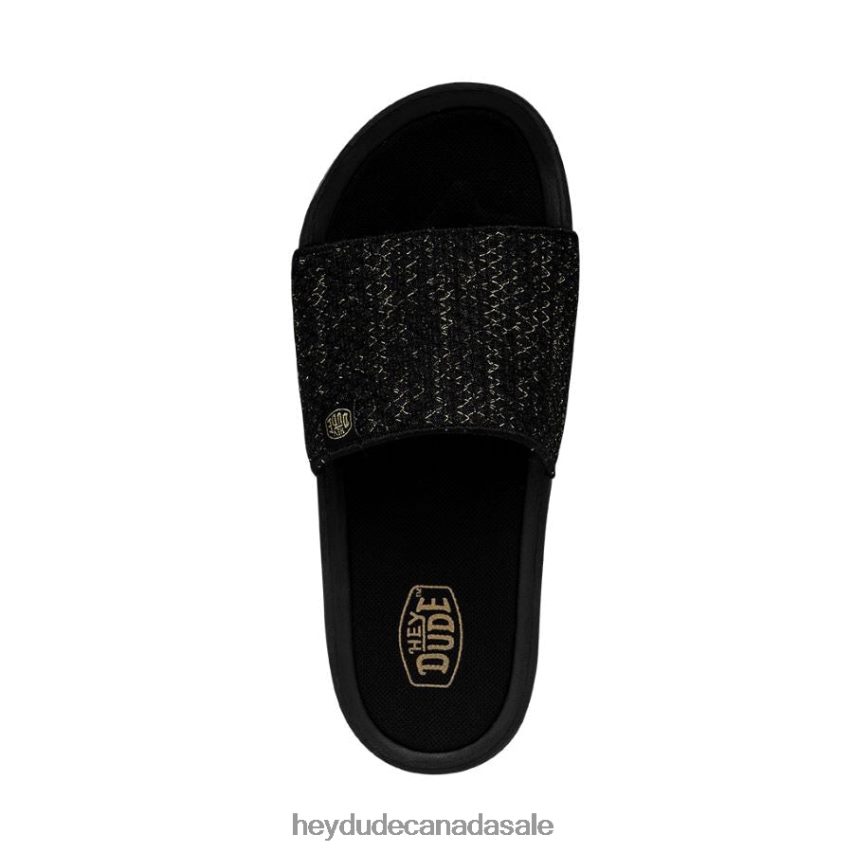 Women Chandler Knit Hey Dude Black Gold Shoes 0D6J4L256