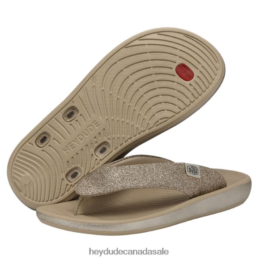 Women Meg Hey Dude Gold Glitter Shoes 0D6J4L263