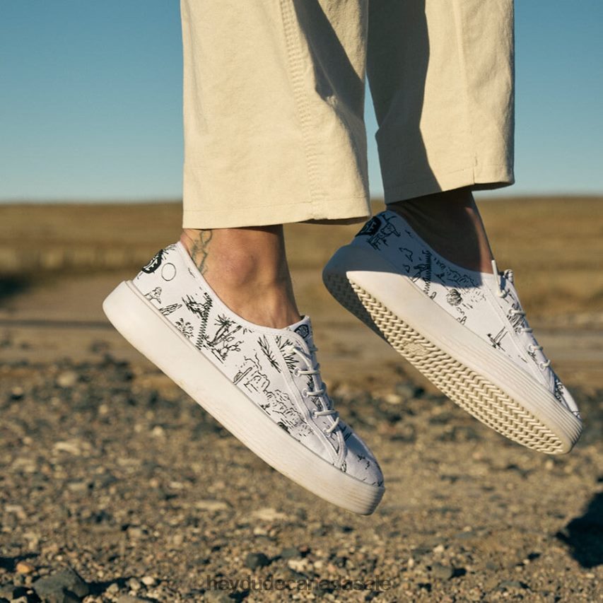 Women Cody Desert Hey Dude White and Black Shoes 0D6J4L221